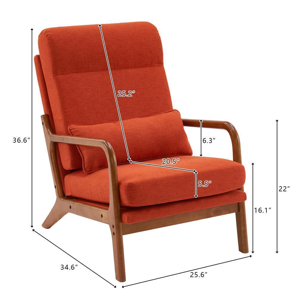 Mid-Century Accent Chair Reading Armchair Upholstered Single Sofa High Back - Picture 28 of 49