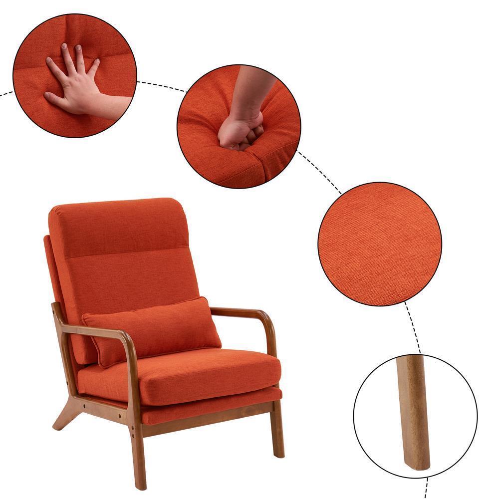 Mid-Century Accent Chair Reading Armchair Upholstered Single Sofa High Back - Picture 27 of 49