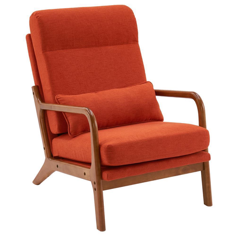 Mid-Century Accent Chair Reading Armchair Upholstered Single Sofa High Back - Picture 26 of 49