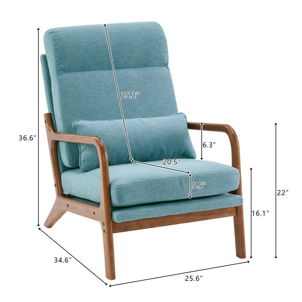 Mid-Century Accent Chair Reading Armchair Upholstered Single Sofa High Back - Picture 22 of 49