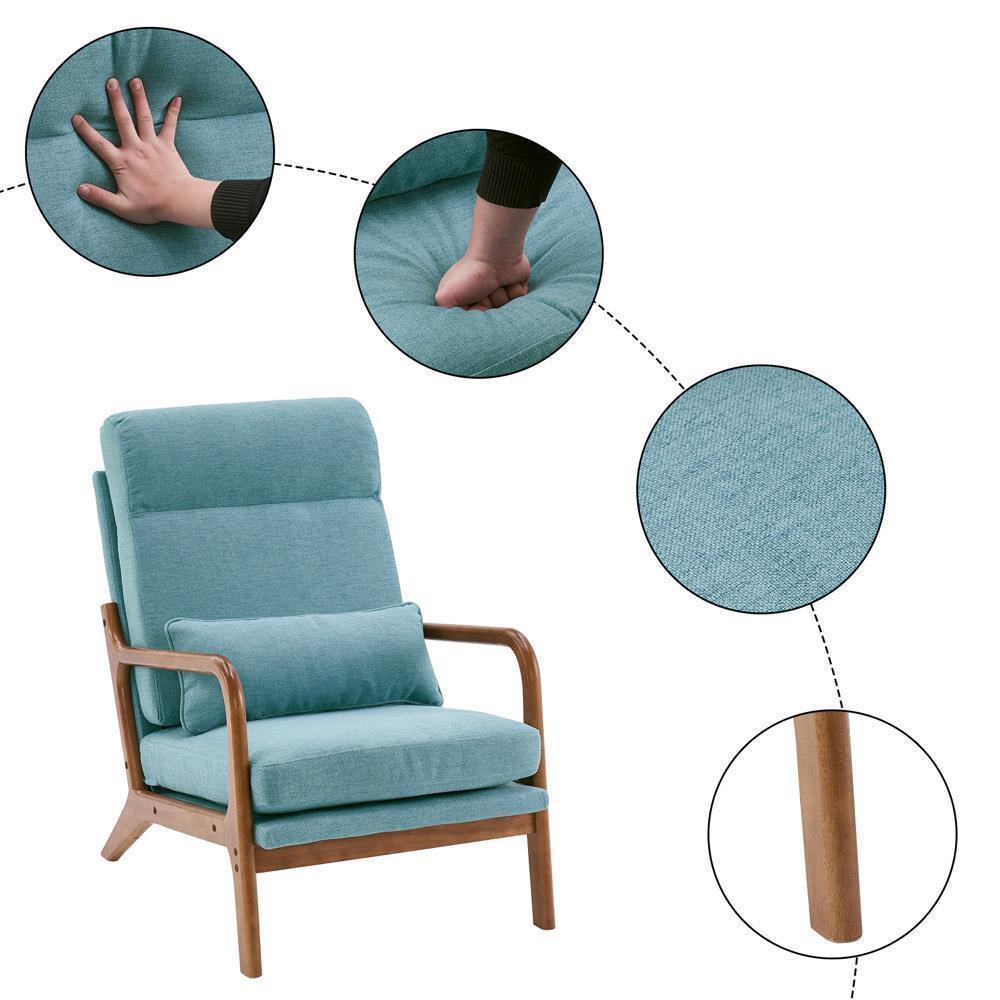 Mid-Century Accent Chair Reading Armchair Upholstered Single Sofa High Back - Picture 21 of 49