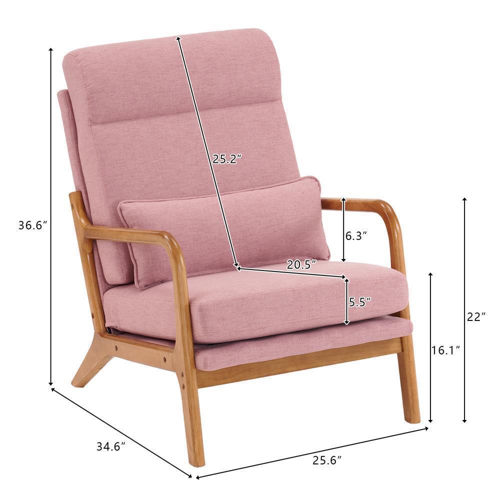 Mid-Century Accent Chair Reading Armchair Upholstered Single Sofa High Back - Picture 16 of 49