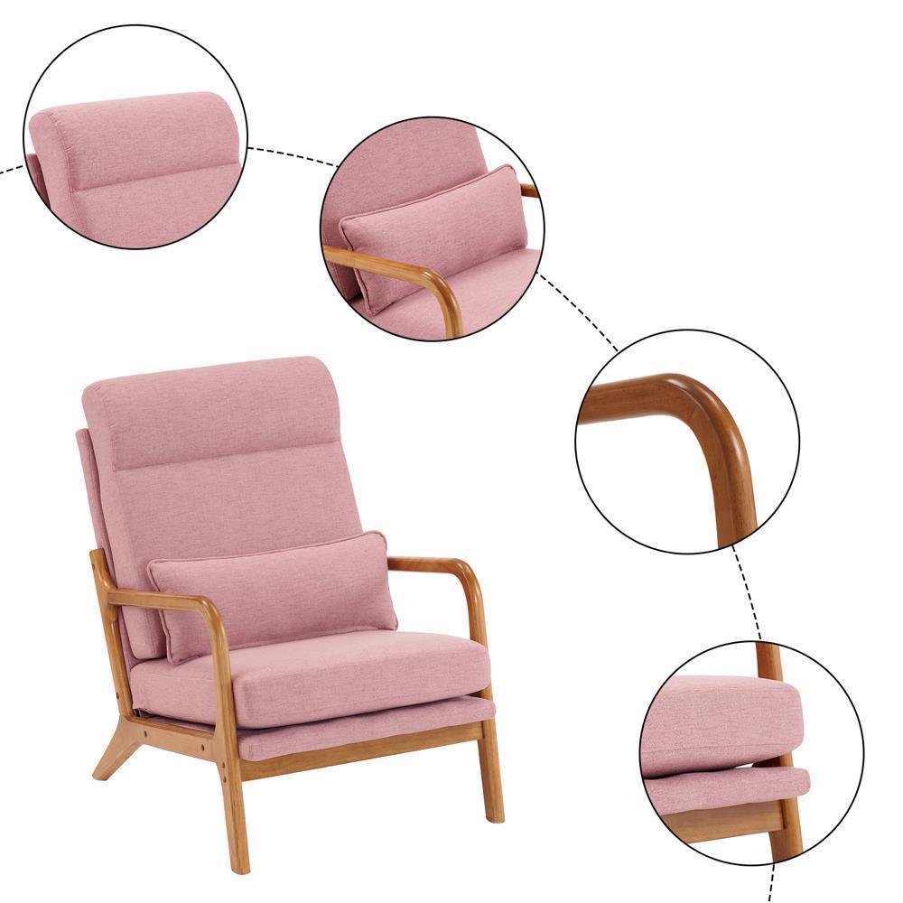 Mid-Century Accent Chair Reading Armchair Upholstered Single Sofa High Back - Picture 15 of 49