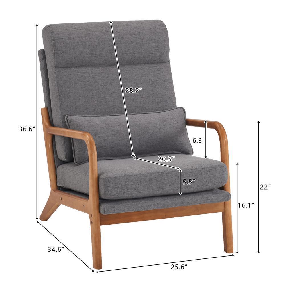 Mid-Century Accent Chair Reading Armchair Upholstered Single Sofa High Back - Picture 10 of 49