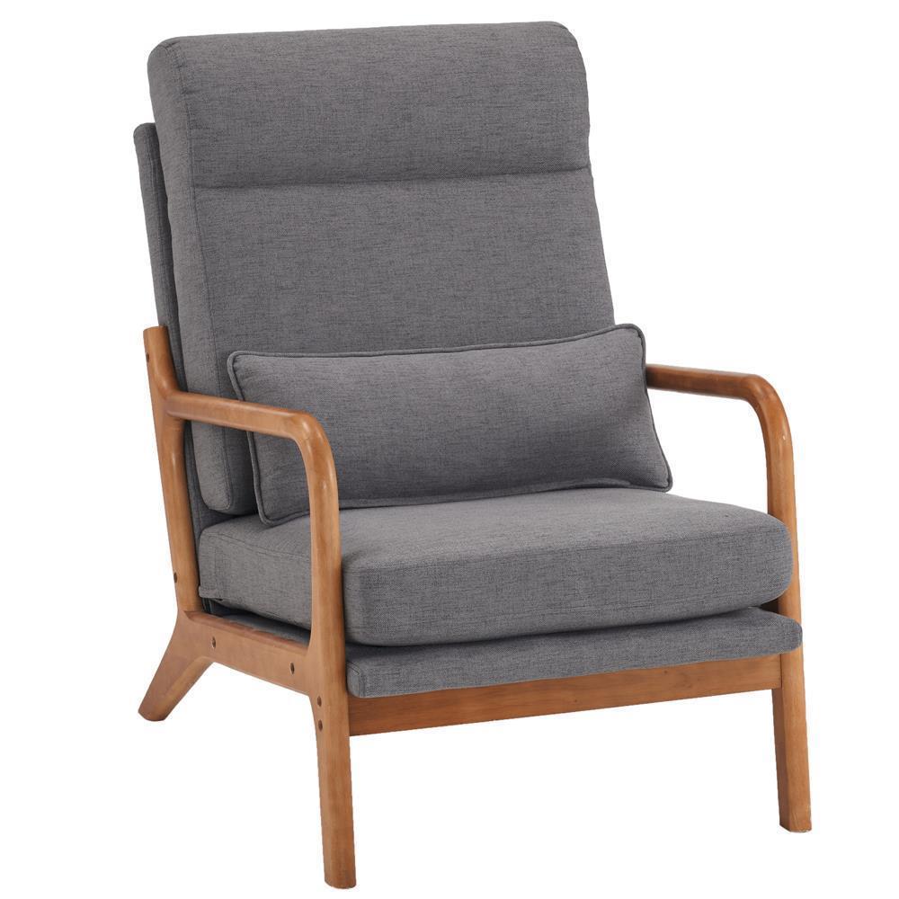 Mid-Century Accent Chair Reading Armchair Upholstered Single Sofa High Back - Picture 8 of 49