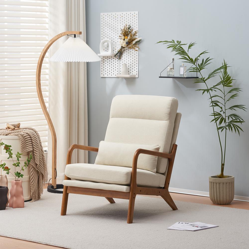 Mid-Century Accent Chair Reading Armchair Upholstered Single Sofa High Back - Picture 7 of 49