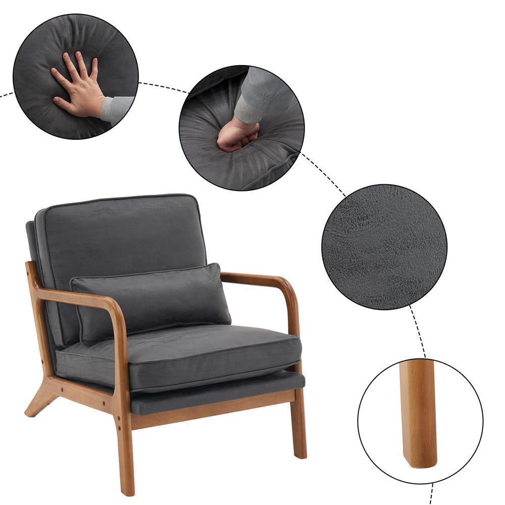 Mid-Century Accent Chair Armchair Upholstered Single Lounge Sofa Living Room - Picture 15 of 19