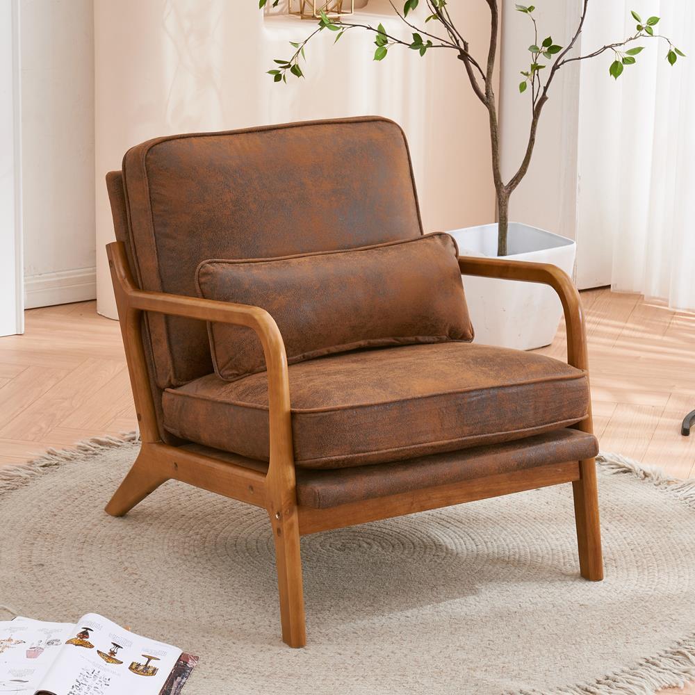 Mid-Century Accent Chair Armchair Upholstered Single Lounge Sofa Living Room - Picture 13 of 19