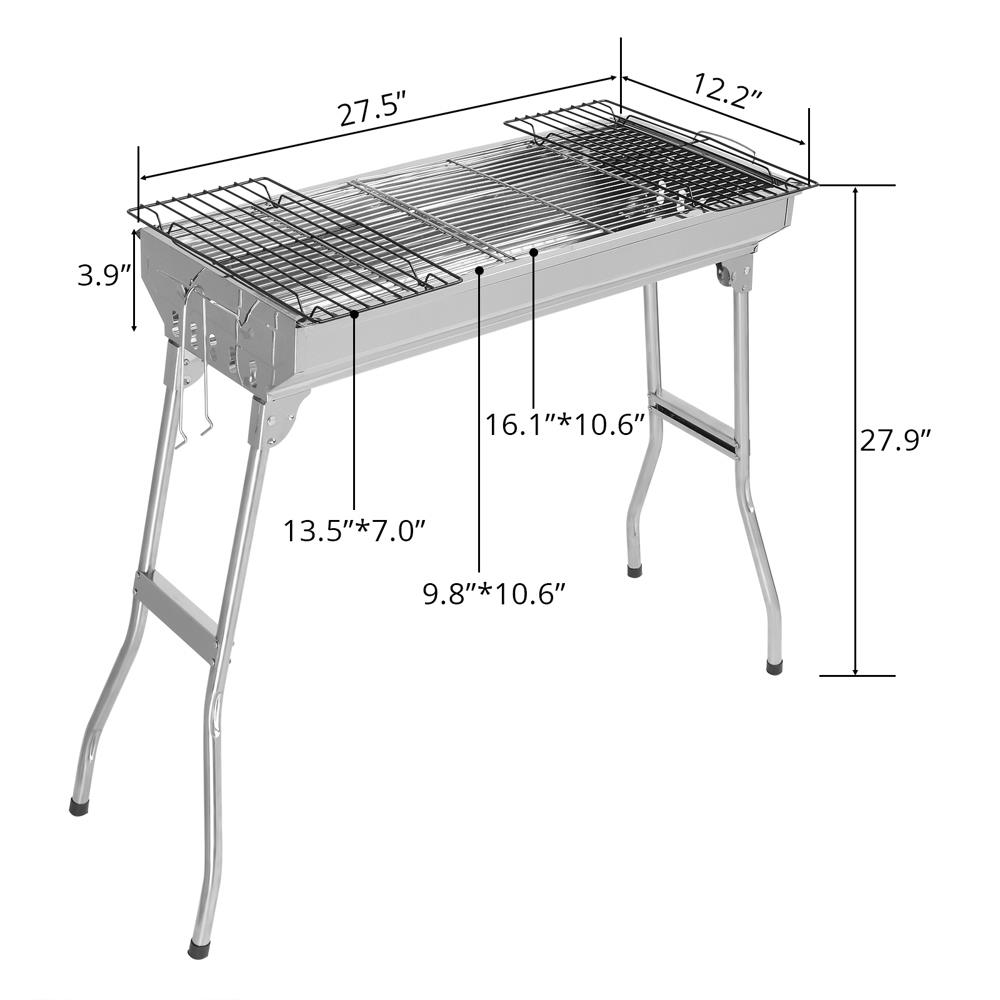 Stainless Steel Folding Barbecue Charcoal Grill Stove Shish Kebab Patio Camping