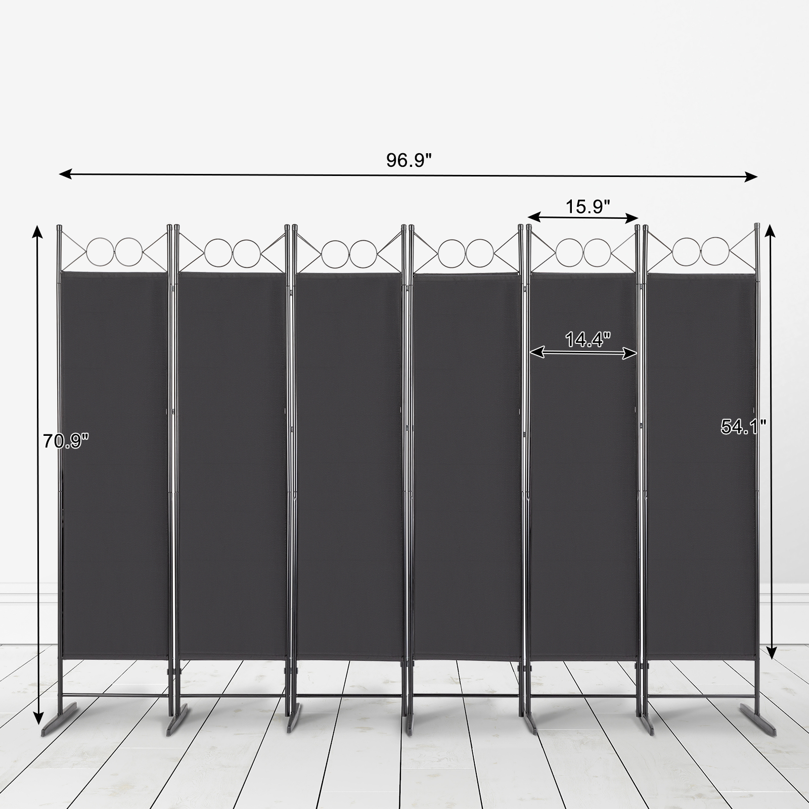 6ft 6-Panel Folding Privacy Screen Room Divider Multipurpose Decoration