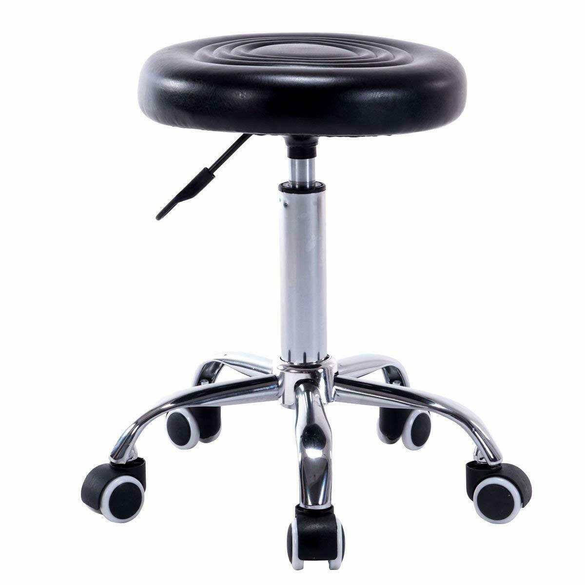 Rolling Swivel Stool w/Wheels Adjustable Tattoo Facial Massage Spa Salon Black - Picture 12 of 12