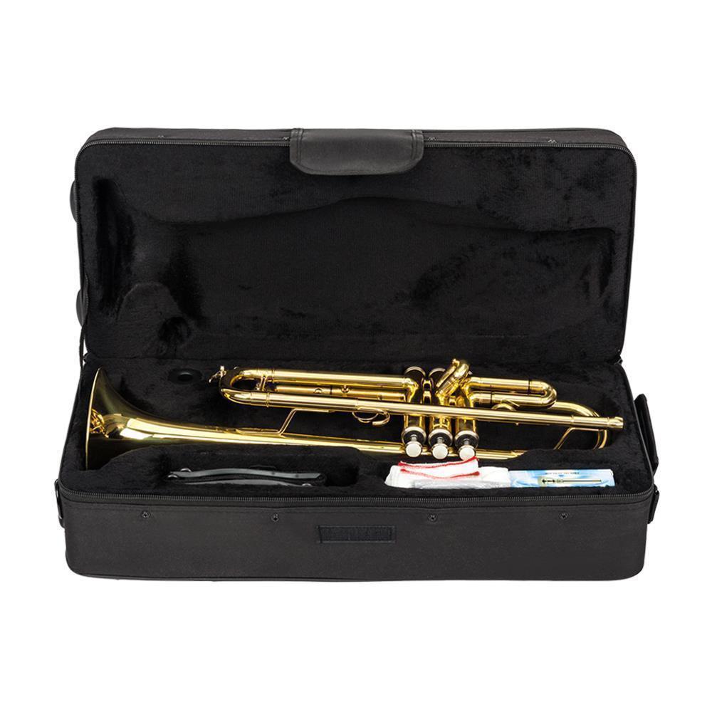Glarry Brass Bb Trumpet Kit with Case Accessories and More, Gold