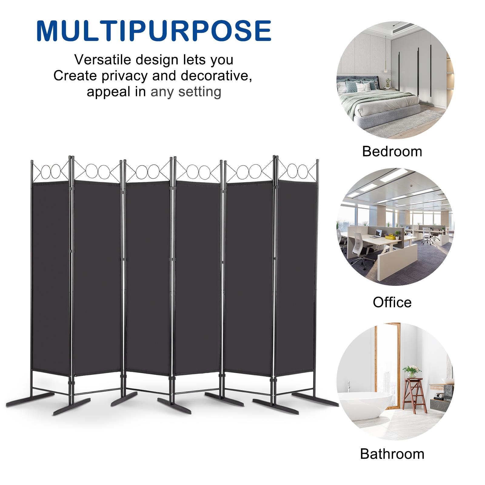 FCH 6 FT Room Divider Privacy Scree 6 Panel Partition for Office Home School