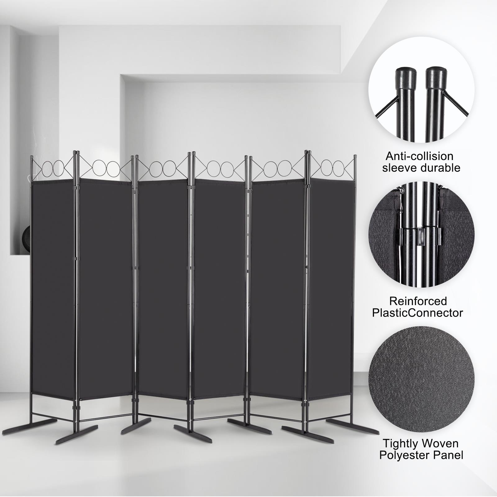 FCH 6 FT Room Divider Privacy Scree 6 Panel Partition for Office Home School