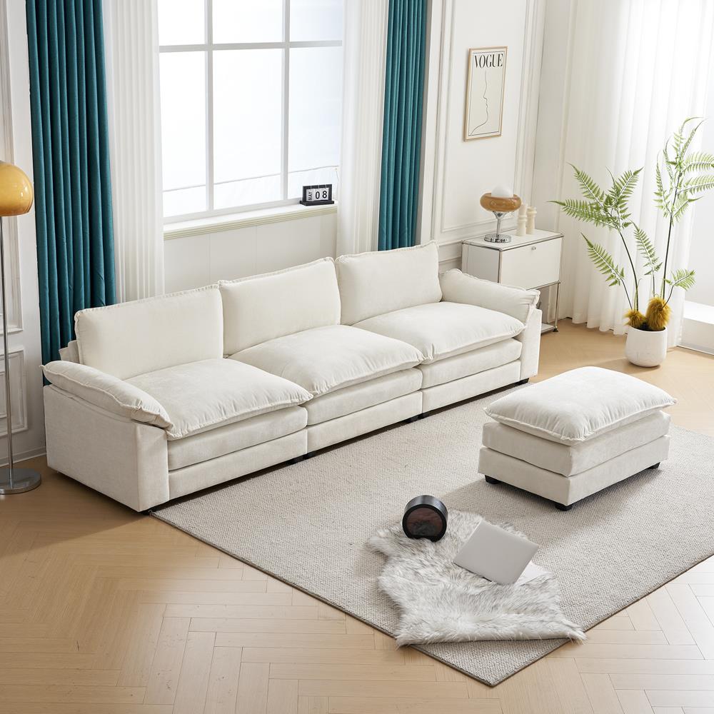 122 Inch Convertible Sectional Sofa Set 3 Seats L-Shaped Sofa Couch Living Room - Picture 15 of 22
