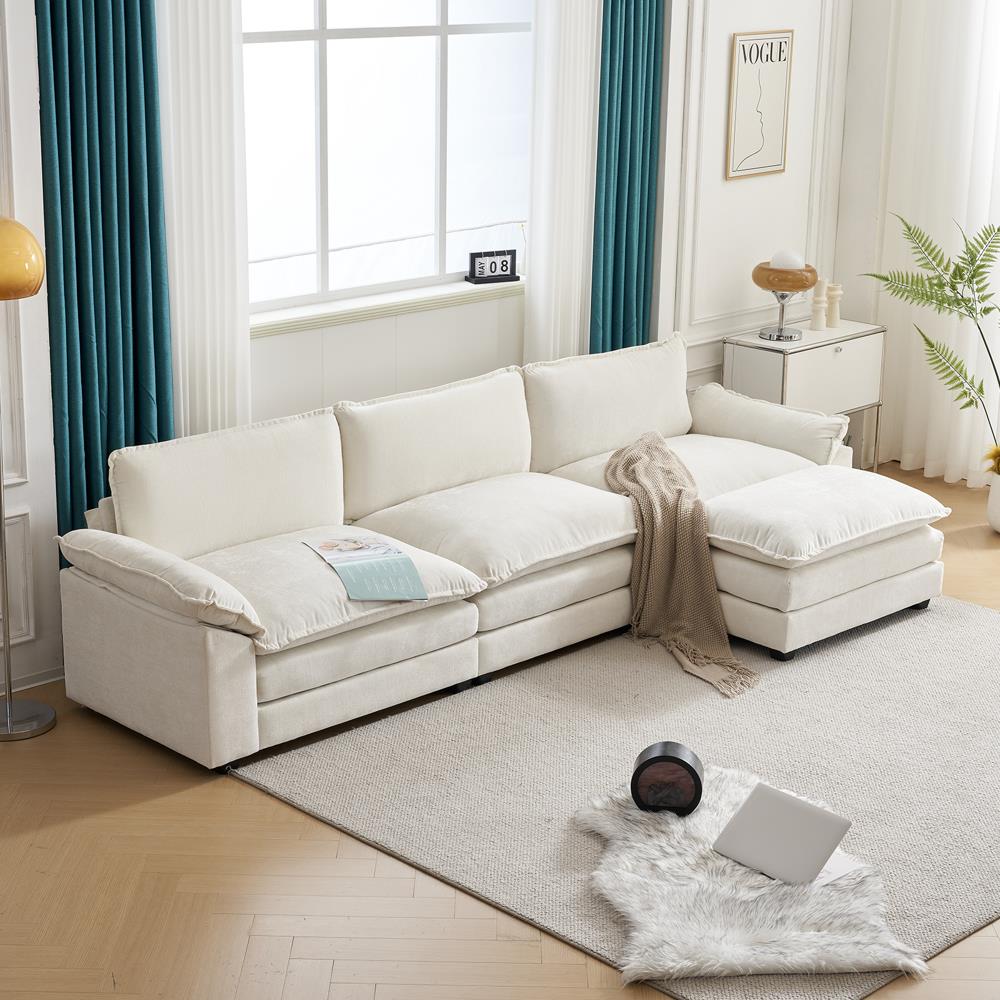122 Inch Convertible Sectional Sofa Set 3 Seats L-Shaped Sofa Couch Living Room - Picture 14 of 22