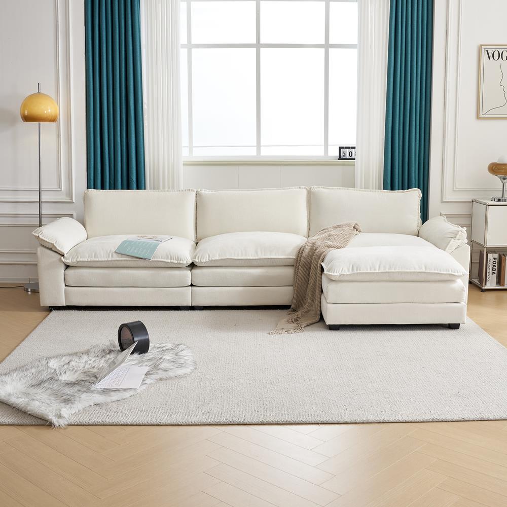 122 Inch Convertible Sectional Sofa Set 3 Seats L-Shaped Sofa Couch Living Room - Picture 13 of 22