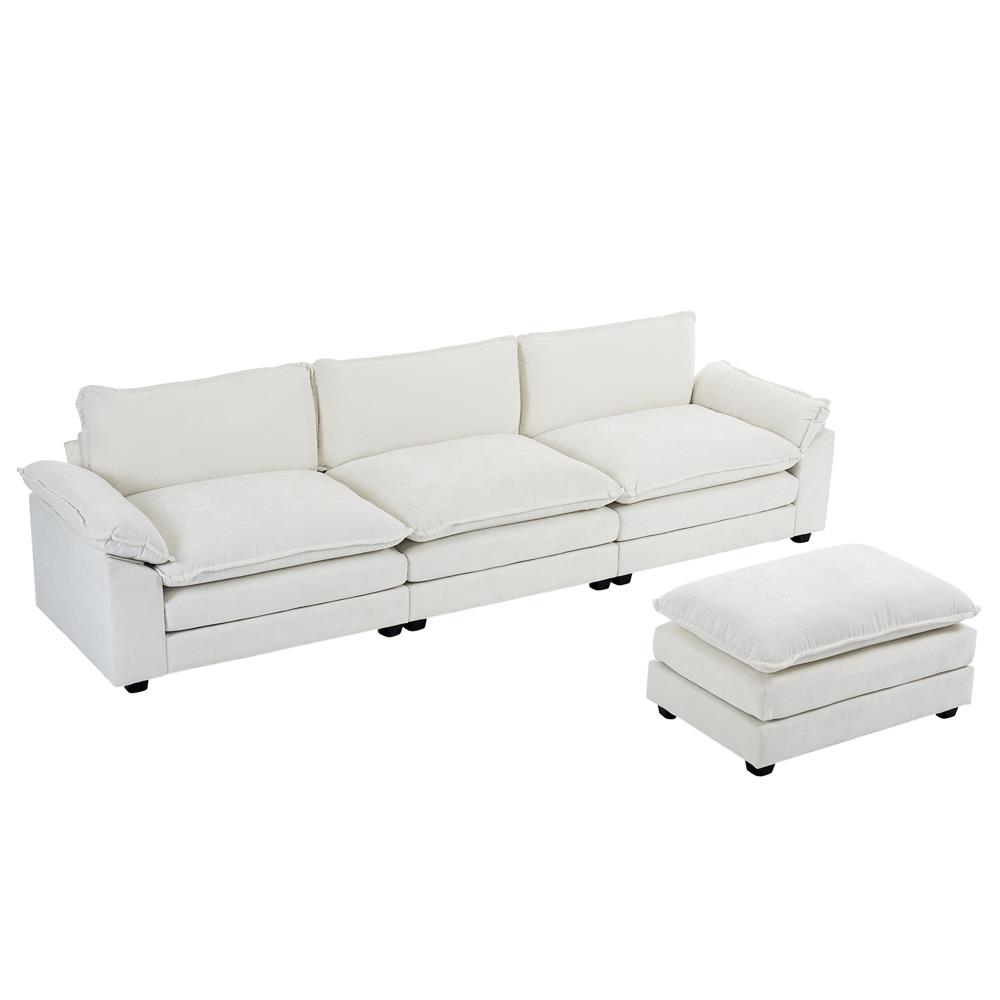 122 Inch Convertible Sectional Sofa Set 3 Seats L-Shaped Sofa Couch Living Room - Picture 11 of 22