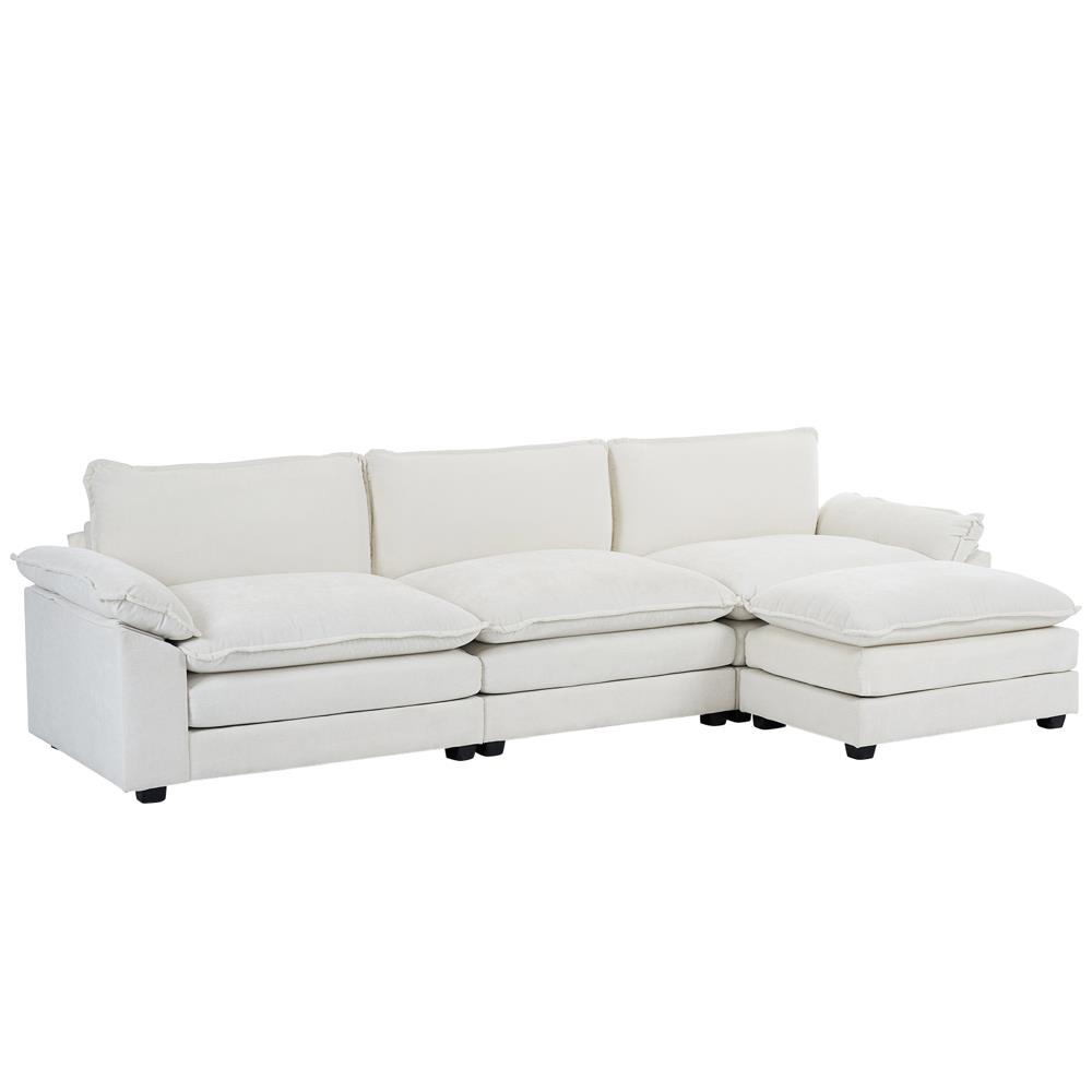 122 Inch Convertible Sectional Sofa Set 3 Seats L-Shaped Sofa Couch Living Room - Picture 10 of 22