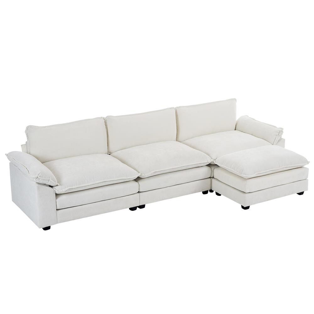 122 Inch Convertible Sectional Sofa Set 3 Seats L-Shaped Sofa Couch Living Room - Picture 9 of 22