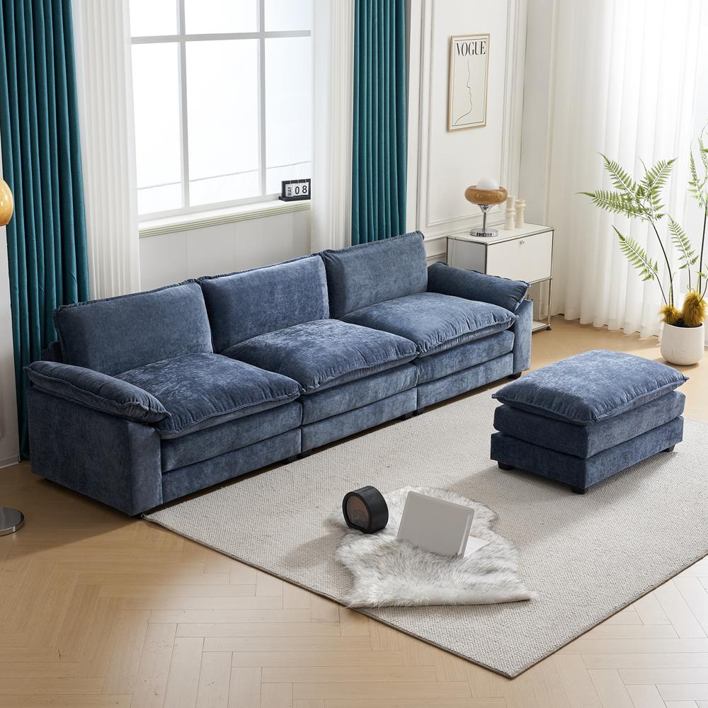 122 Inch Convertible Sectional Sofa Set 3 Seats L-Shaped Sofa Couch Living Room - Picture 22 of 22