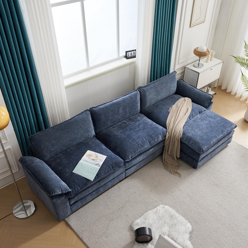 122 Inch Convertible Sectional Sofa Set 3 Seats L-Shaped Sofa Couch Living Room - Picture 21 of 22