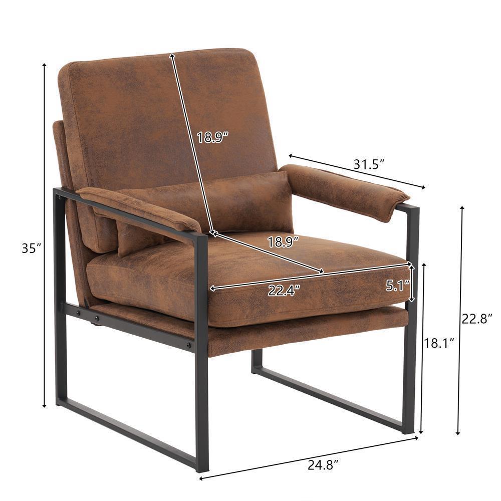 Modern Armchair PU Leather Accent Chair Lounge Sofa Metal Frame Furniture - Picture 43 of 46