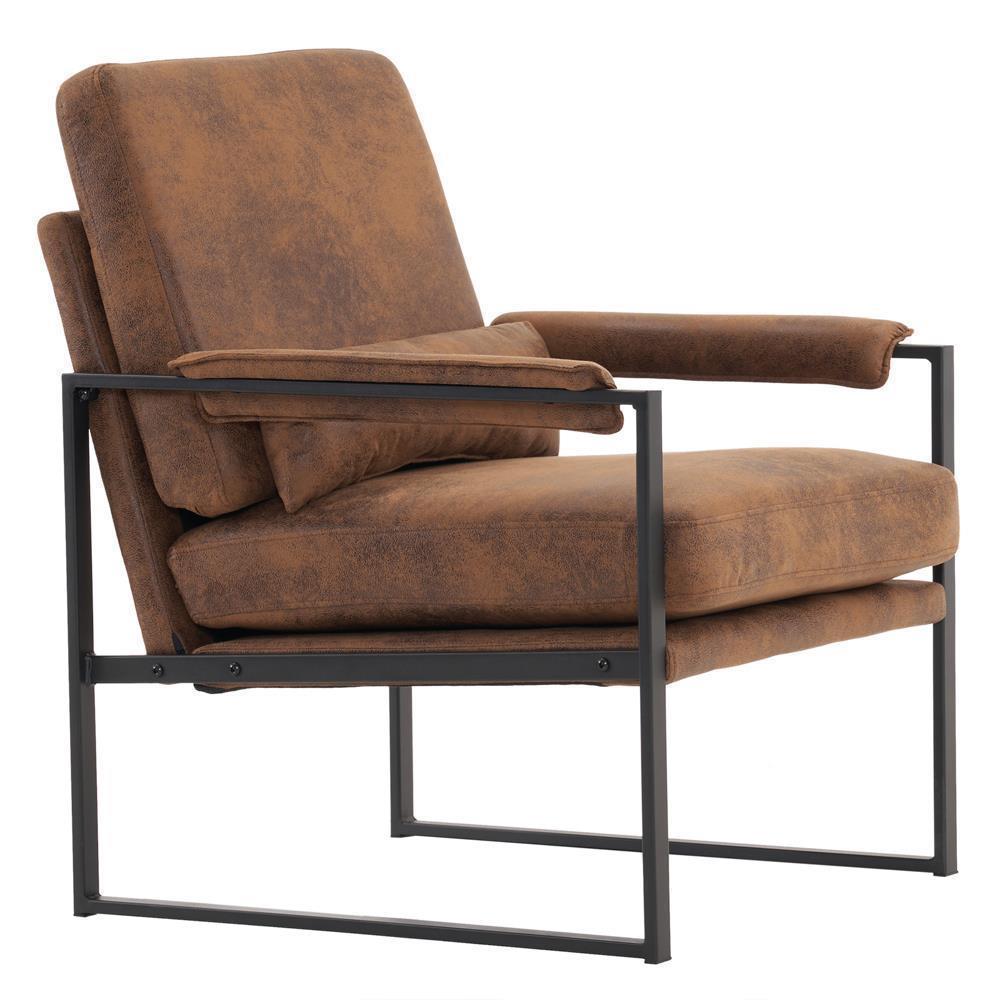 Modern Armchair PU Leather Accent Chair Lounge Sofa Metal Frame Furniture - Picture 42 of 46