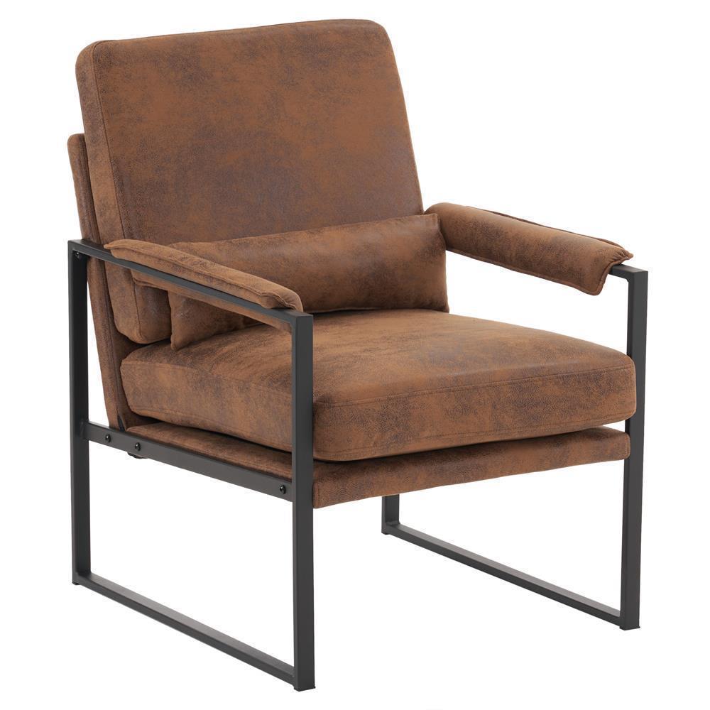 Modern Armchair PU Leather Accent Chair Lounge Sofa Metal Frame Furniture - Picture 41 of 46