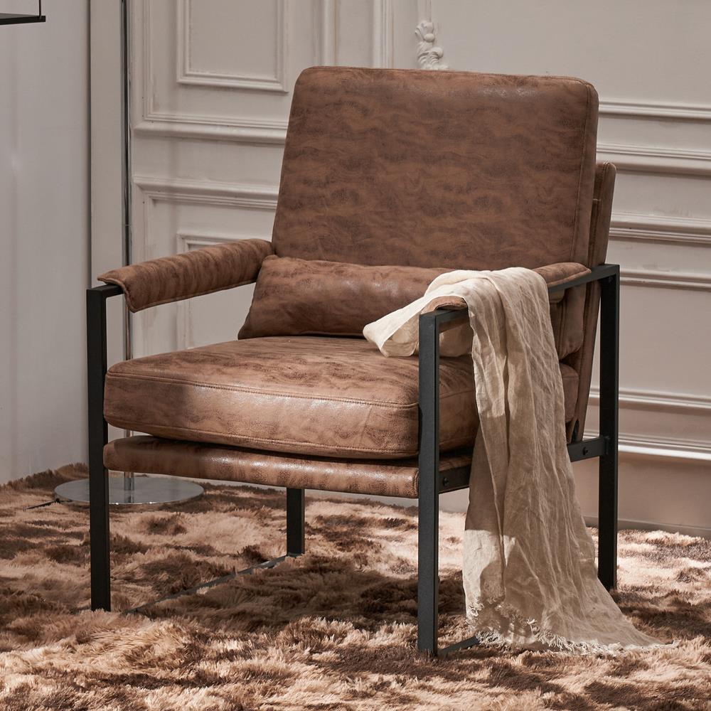 Modern Armchair PU Leather Accent Chair Lounge Sofa Metal Frame Furniture - Picture 40 of 46