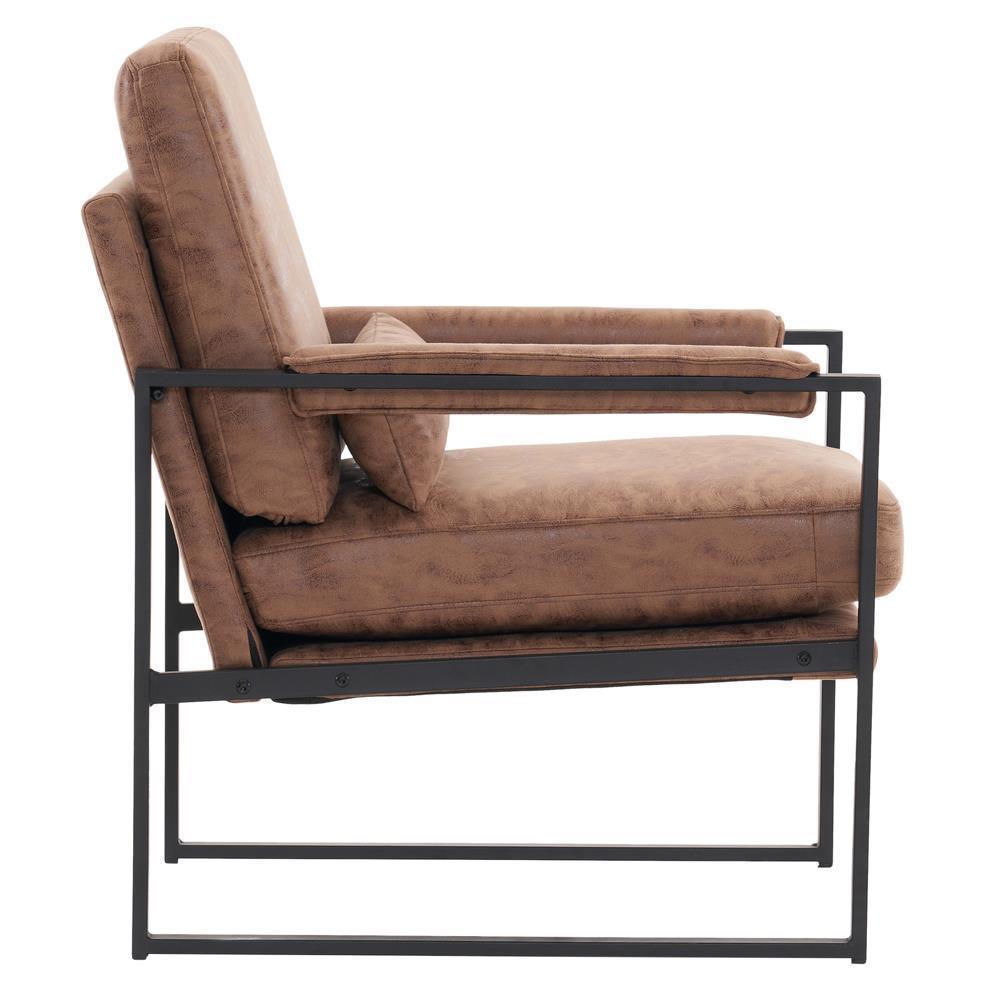 Modern Armchair PU Leather Accent Chair Lounge Sofa Metal Frame Furniture - Picture 38 of 46