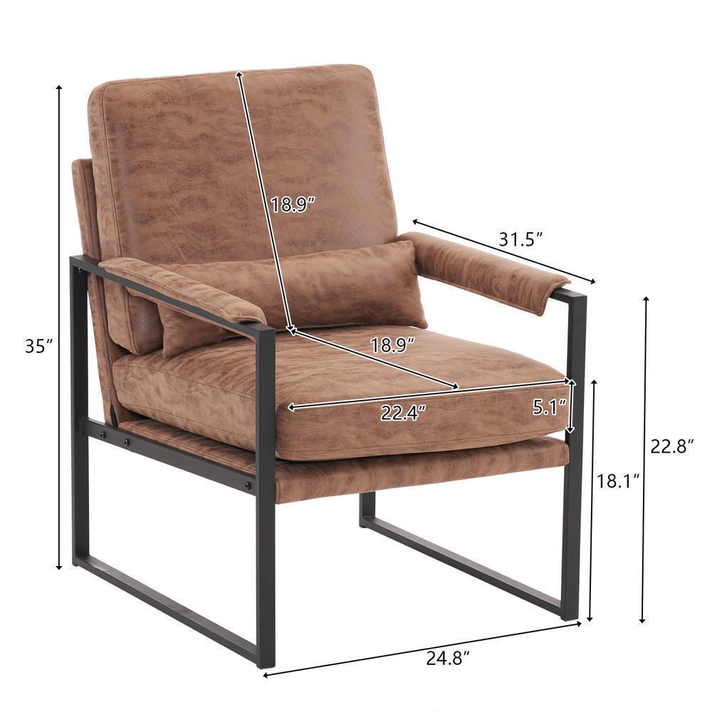 Modern Armchair PU Leather Accent Chair Lounge Sofa Metal Frame Furniture - Picture 36 of 46