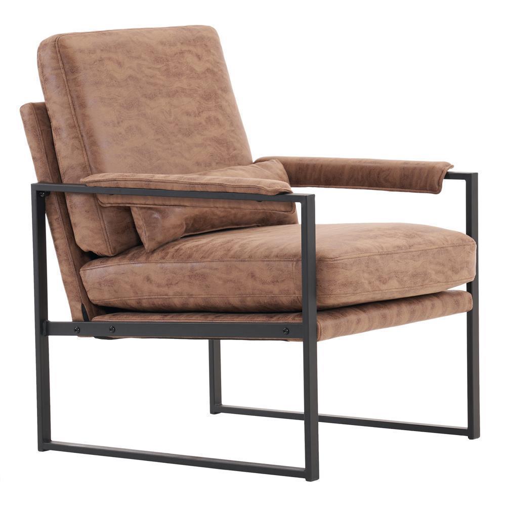 Modern Armchair PU Leather Accent Chair Lounge Sofa Metal Frame Furniture - Picture 35 of 46