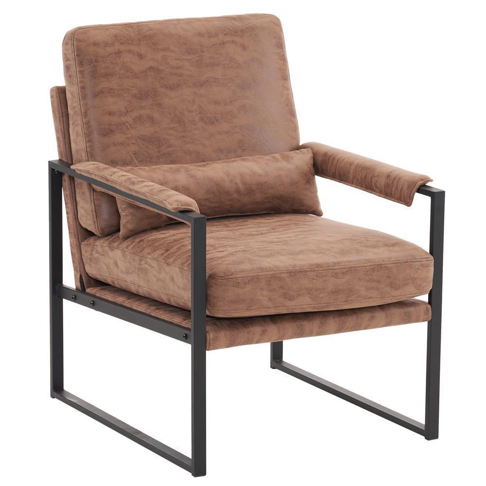 Modern Armchair PU Leather Accent Chair Lounge Sofa Metal Frame Furniture - Picture 34 of 46