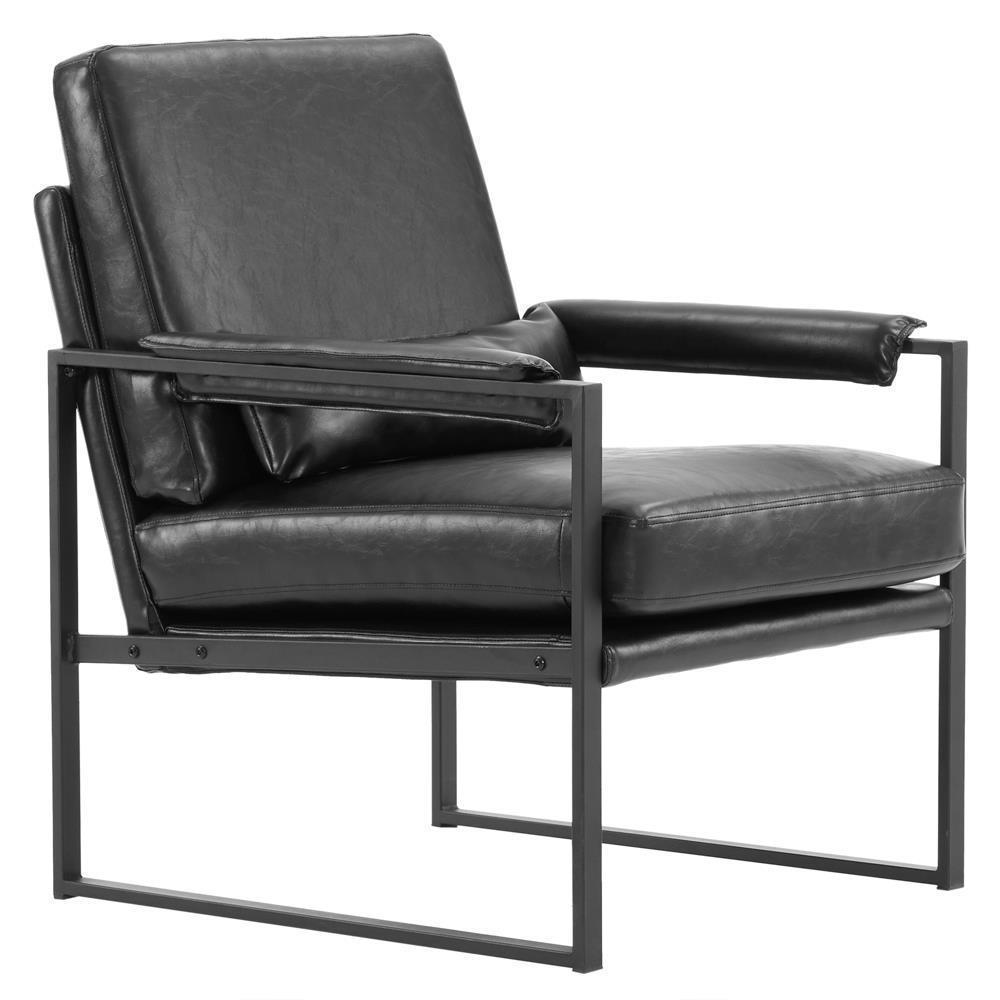 Modern Armchair PU Leather Accent Chair Lounge Sofa Metal Frame Furniture - Picture 28 of 46