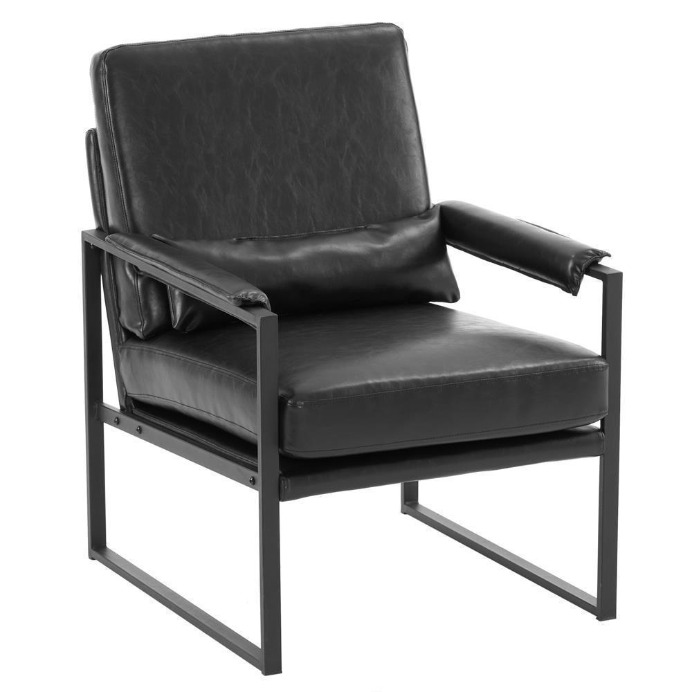 Modern Armchair PU Leather Accent Chair Lounge Sofa Metal Frame Furniture - Picture 27 of 46