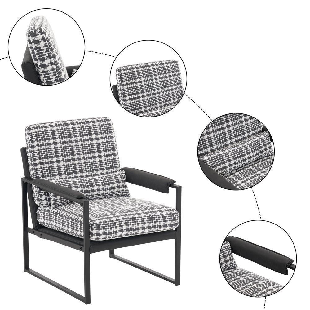 Modern Armchair PU Leather Accent Chair Lounge Sofa Metal Frame Furniture - Picture 23 of 46
