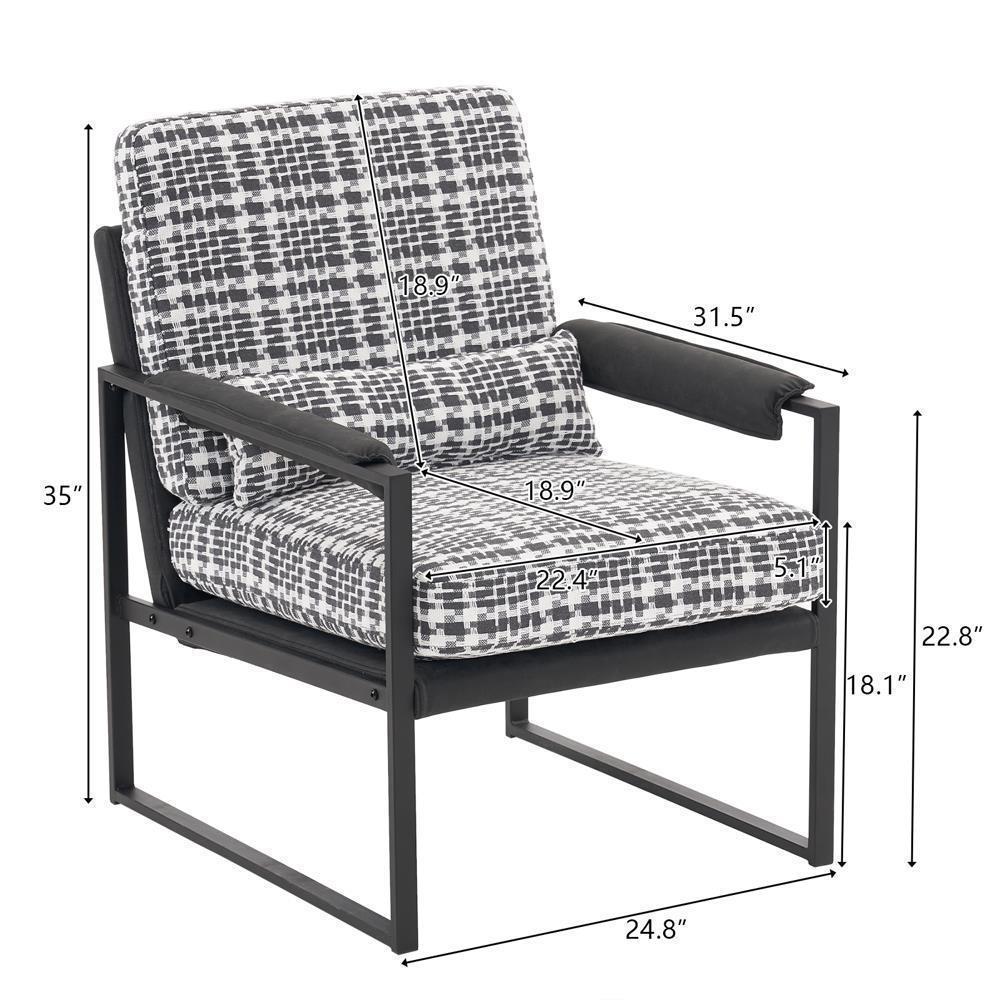 Modern Armchair PU Leather Accent Chair Lounge Sofa Metal Frame Furniture - Picture 22 of 46