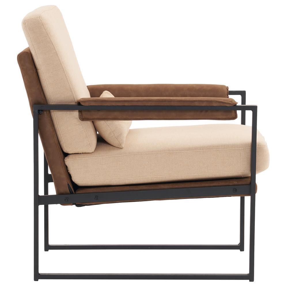 Modern Armchair PU Leather Accent Chair Lounge Sofa Metal Frame Furniture - Picture 17 of 46
