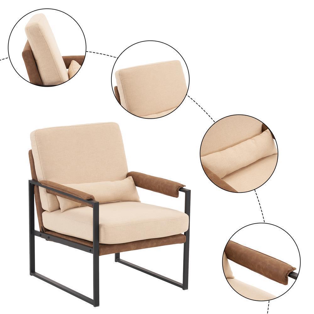 Modern Armchair PU Leather Accent Chair Lounge Sofa Metal Frame Furniture - Picture 16 of 46