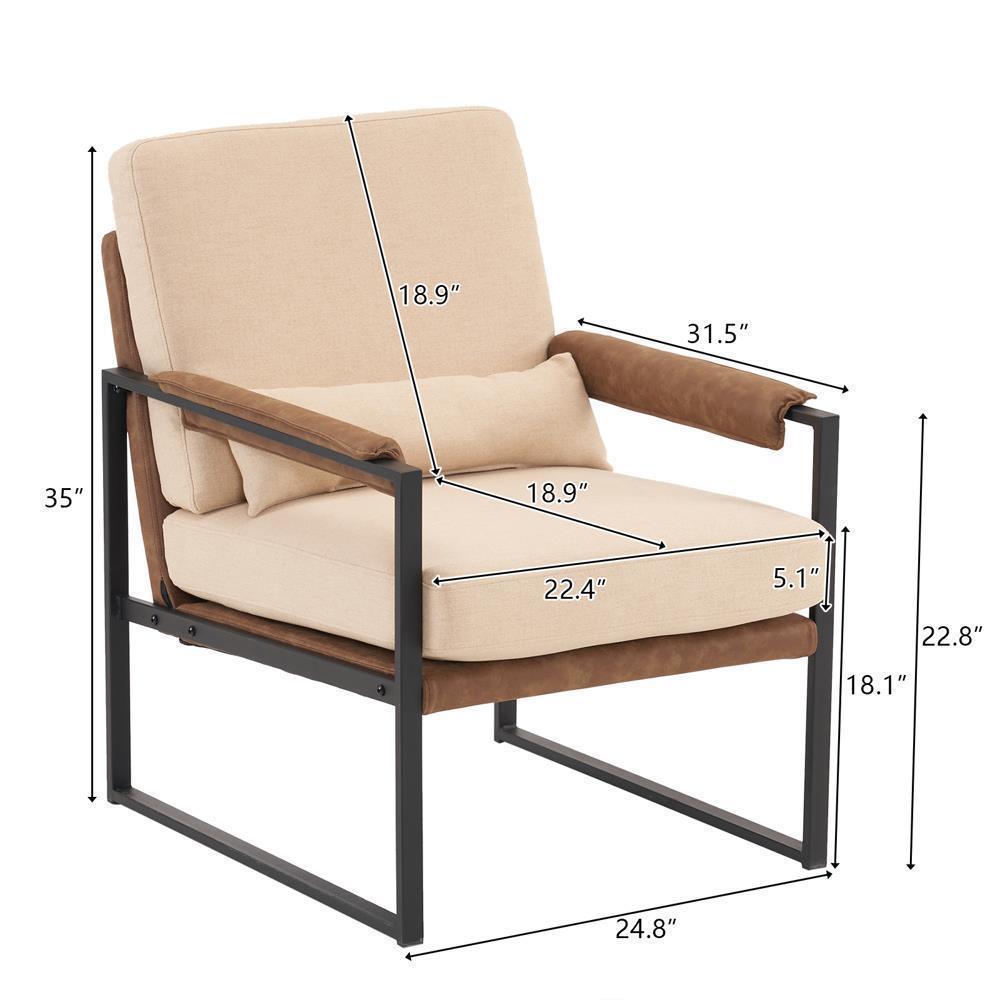 Modern Armchair PU Leather Accent Chair Lounge Sofa Metal Frame Furniture - Picture 15 of 46
