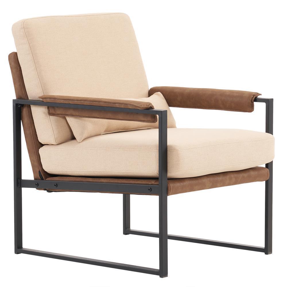 Modern Armchair PU Leather Accent Chair Lounge Sofa Metal Frame Furniture - Picture 14 of 46
