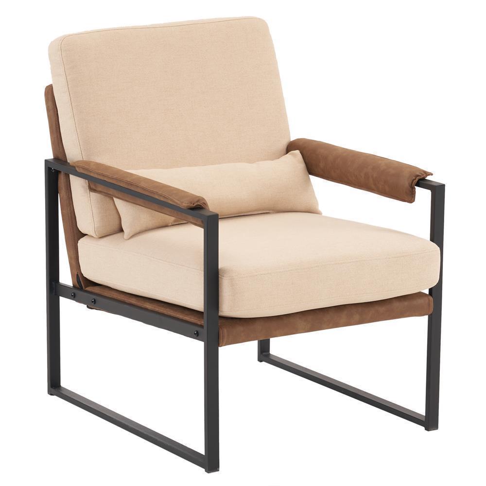 Modern Armchair PU Leather Accent Chair Lounge Sofa Metal Frame Furniture - Picture 13 of 46