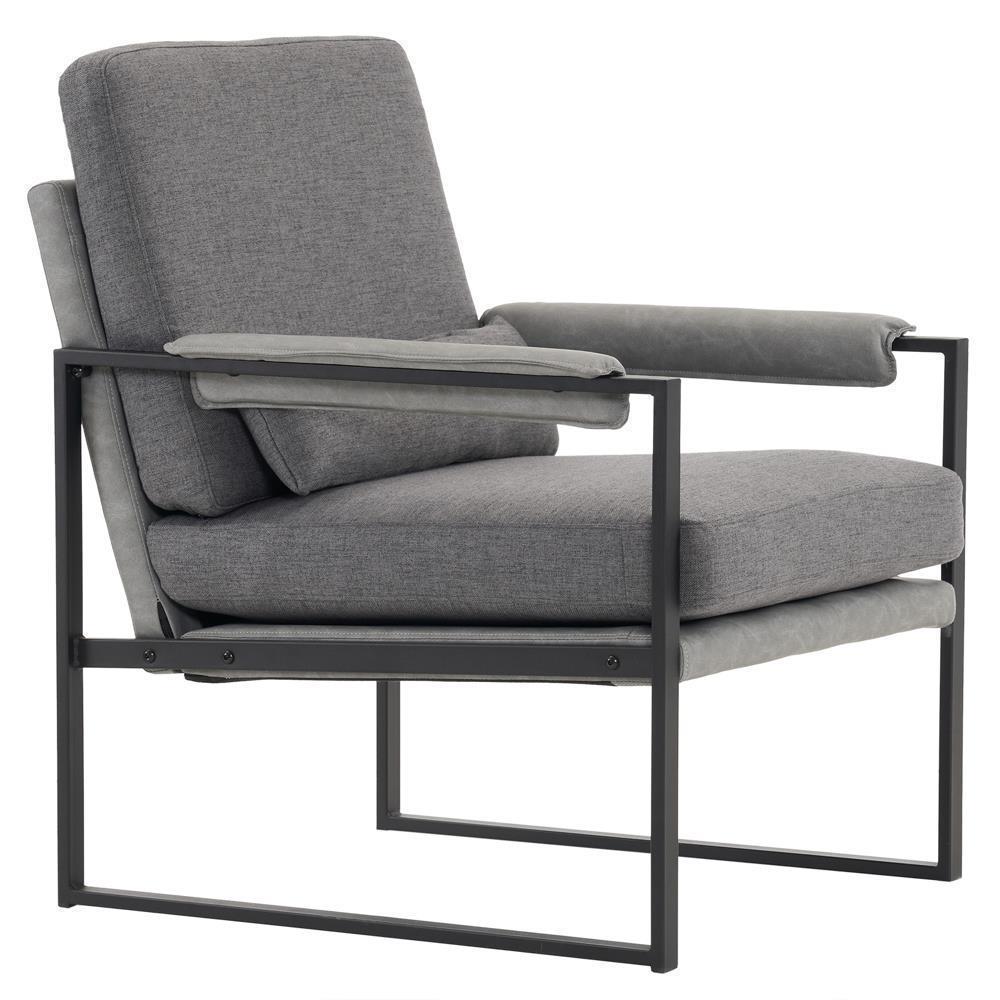Modern Armchair PU Leather Accent Chair Lounge Sofa Metal Frame Furniture - Picture 8 of 46