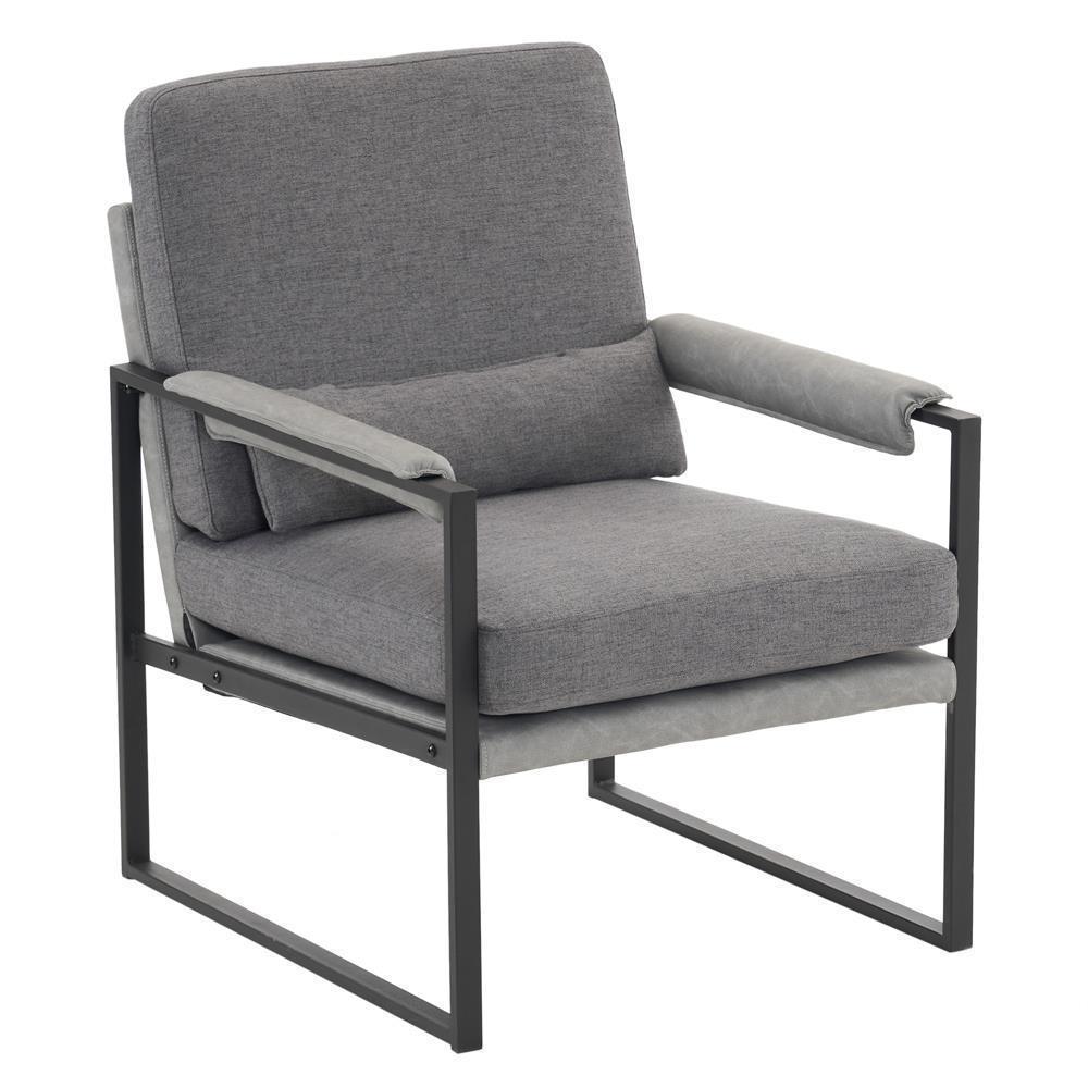 Modern Armchair PU Leather Accent Chair Lounge Sofa Metal Frame Furniture - Picture 7 of 46