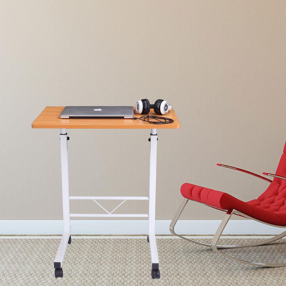 Adjustable Mobile Standing Desk Pneumatic Overbed Table Rolling Laptop Cart - Picture 8 of 9