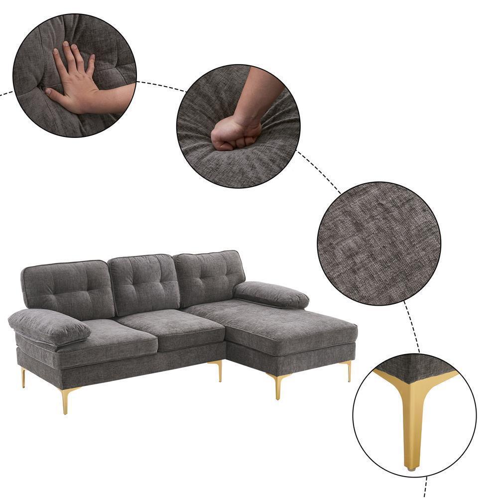 3 Seater L Shape Sectional Sofa Set with Big Chaise Living Room Furniture Couch - Picture 8 of 31