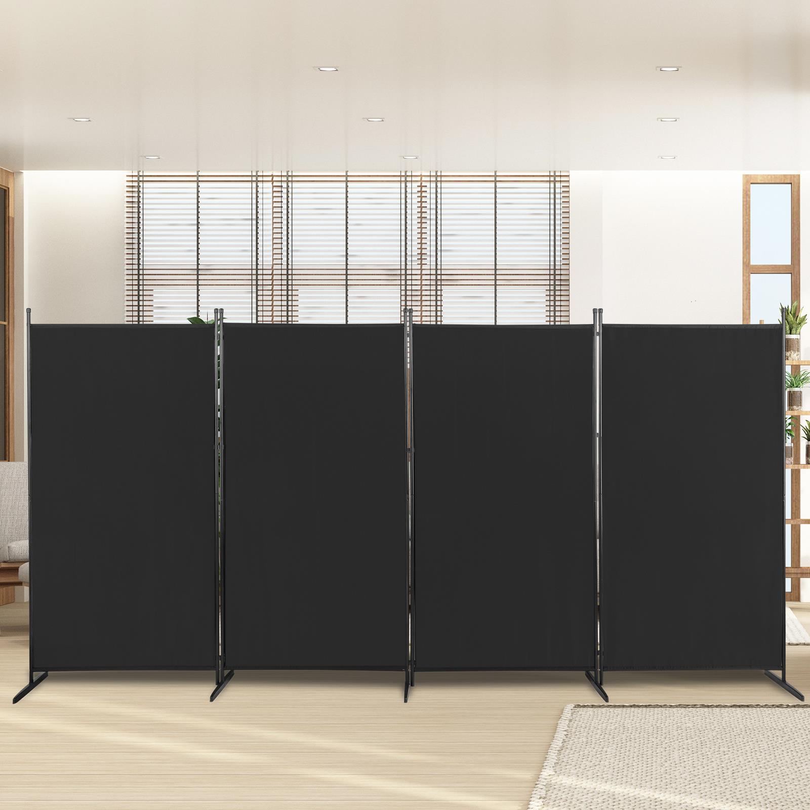 4 Panel Room Divider 6FT Steel Frame Screen Folding Privacy Divider Freestand