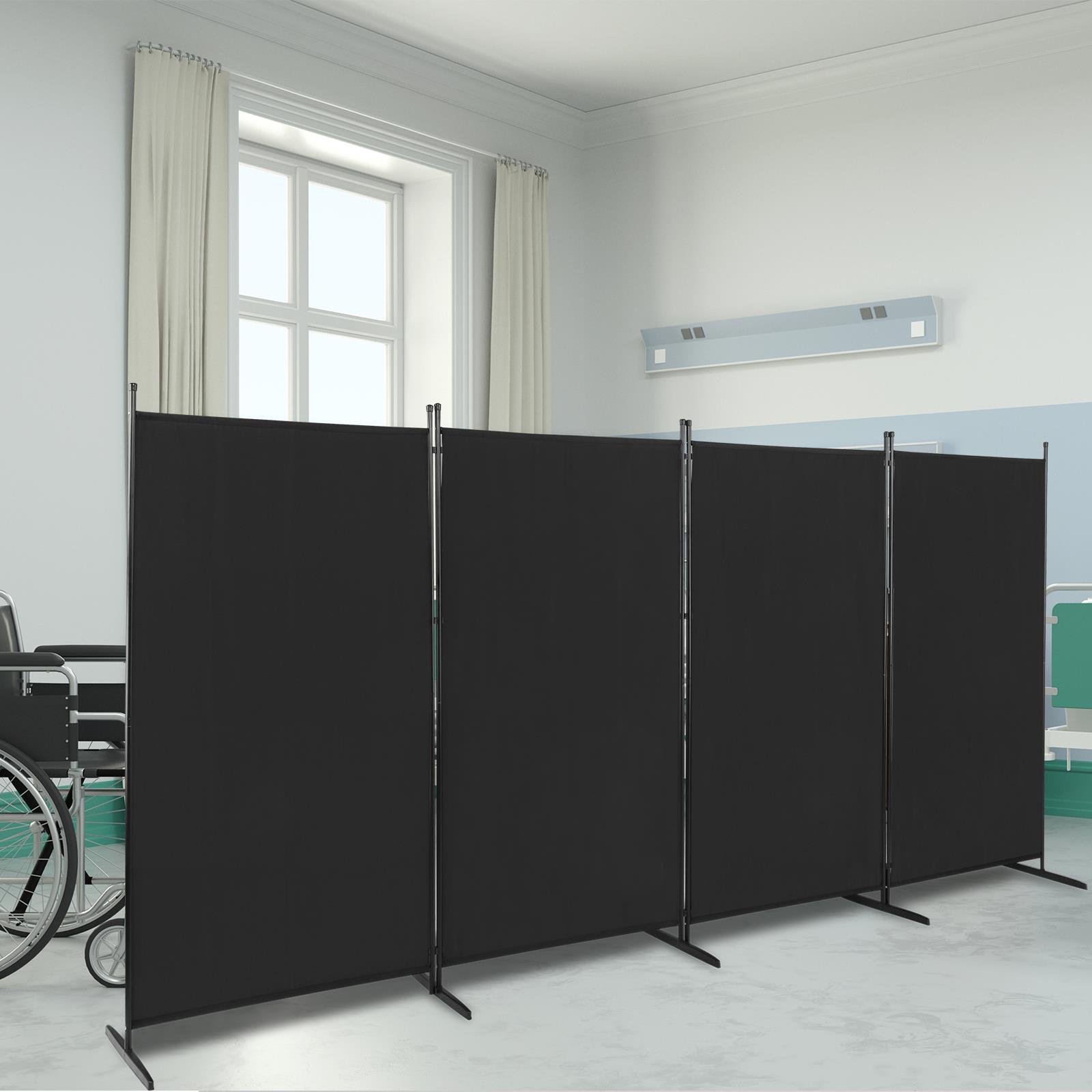 4 Panel Room Divider 6FT Steel Frame Screen Folding Privacy Divider Freestand
