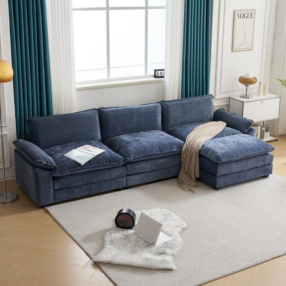 122 Inch Convertible Sectional Sofa Couch, L-Shape Sofa Couch with Ottoman - Picture 23 of 25